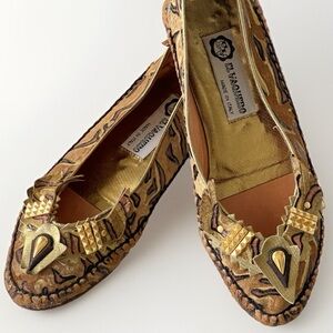 El Vaquero Vintage Italian Studded Flats Shoes Size EU 36.5 / US Size 6.5